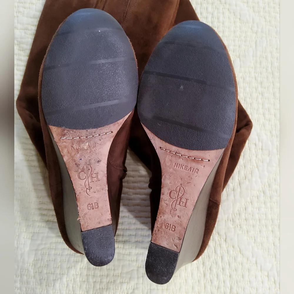 Cole Haan Brown Suede Cora Wedge Tall Boots Size 6,5